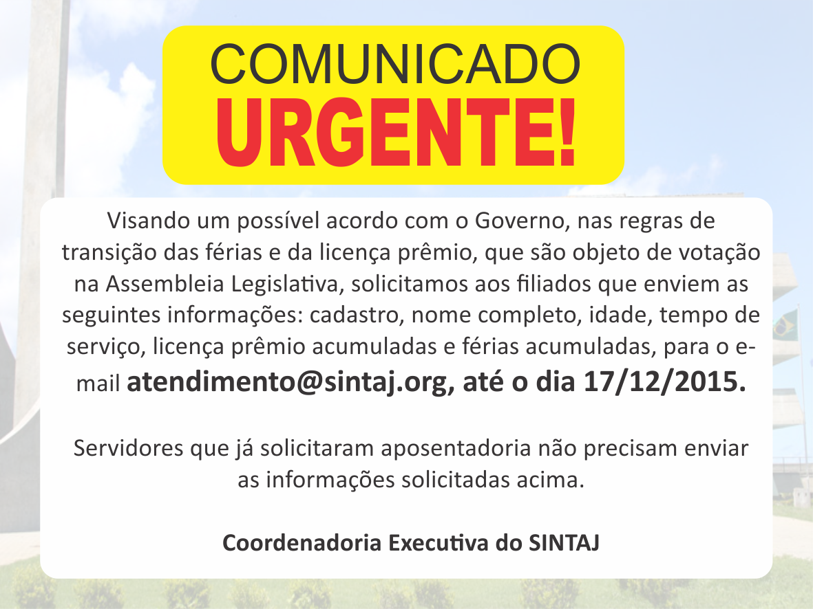COMUNICADO URGENTE