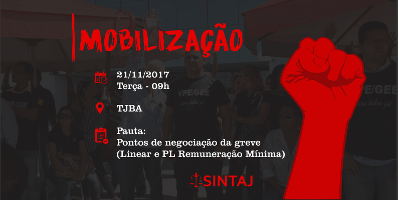 SINTAJ convoca servidores para mobilização na próxima terça (21)