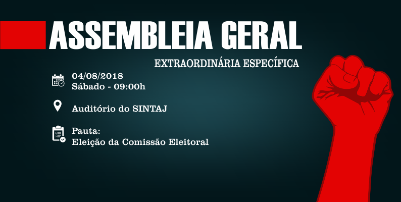 SINTAJ convoca filiados para assembleia no próximo sábado (4)