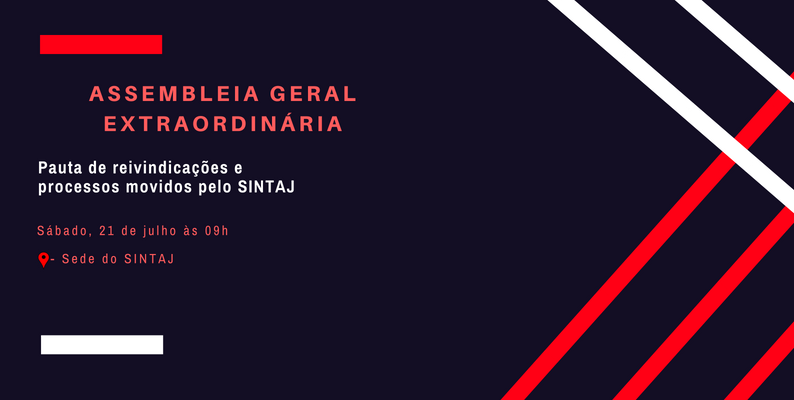 SINTAJ convoca categoria para Assembleia dia 21 de julho